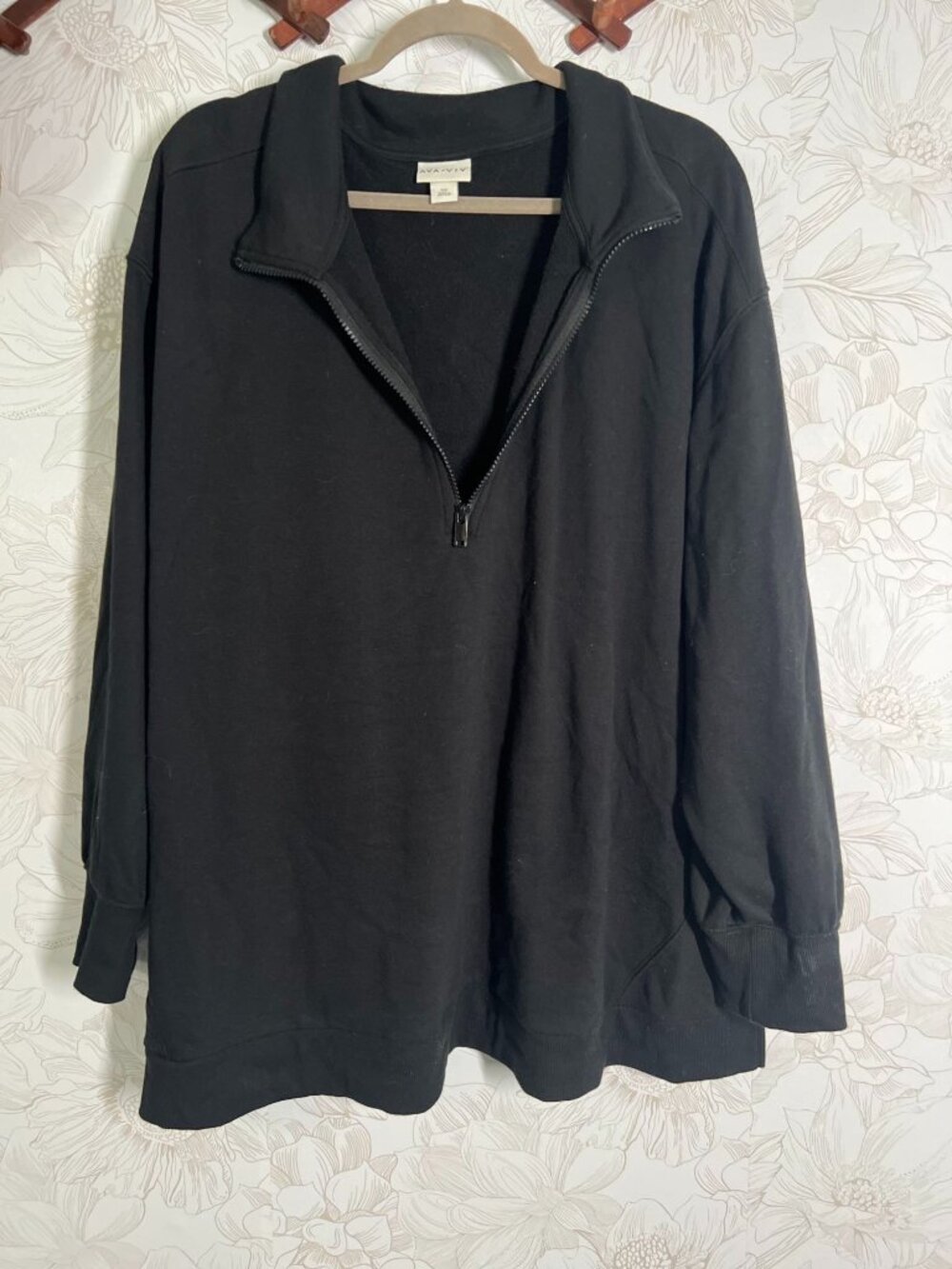 Ava & Viv Black 1/4 Zip Pullover Sweatshirt 3X Cotton Blend